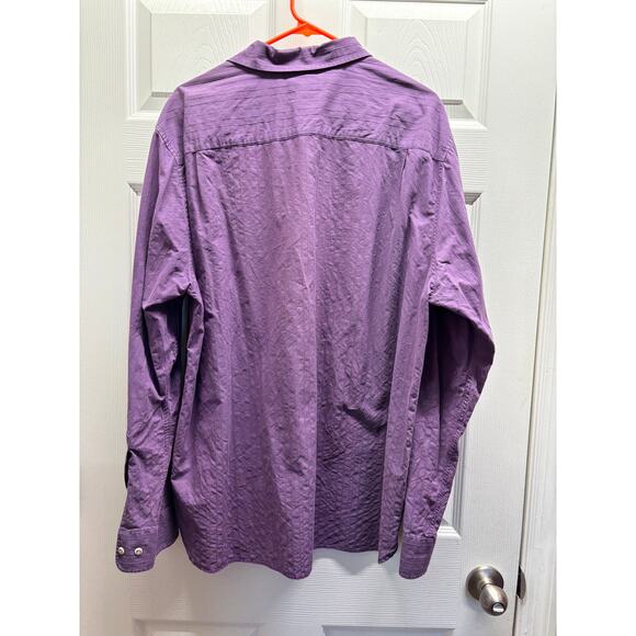 Islander Men's Size XL Purple Button Up Roll-Tab Long Sleeve Cotton Shirt - Picture 3 of 5